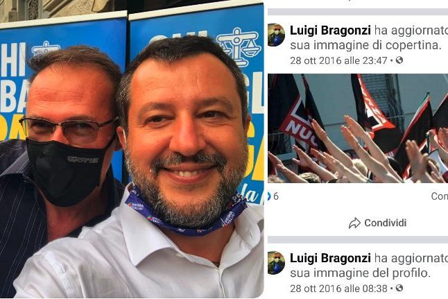 Luigi Bragonzi con Matteo Salvini (da Facebook)