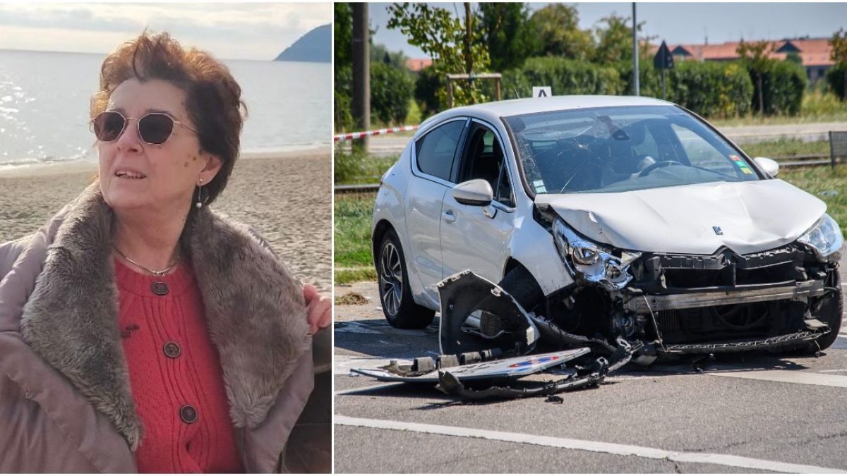 Cecilia De Astis e l’auto che l’ha travolta in via Saponaro a Milano (foto da Facebook e LaPresse)