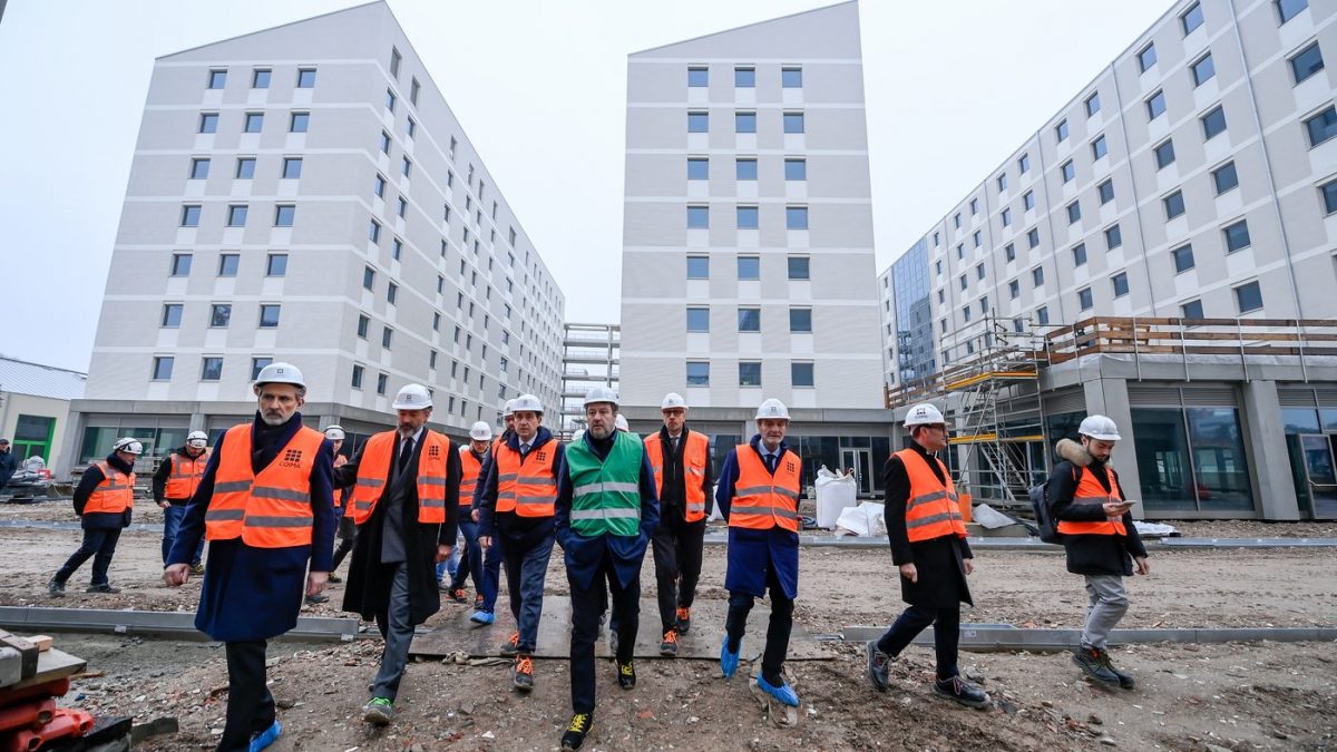 Sopralluogo del Villaggio Olimpico in vista dei Giochi invernali Milano–Cortina 2026 alla presenza di Giancarlo Tancredi, Manfredi Catella, Matteo Salvini e Attilio Fontana