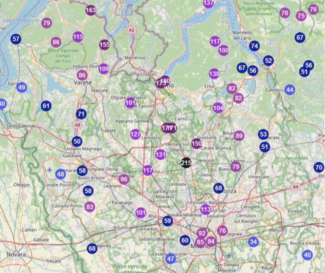 Figura 1 – cumulate di pioggia della mattinata del giorno 22 settembre 2025