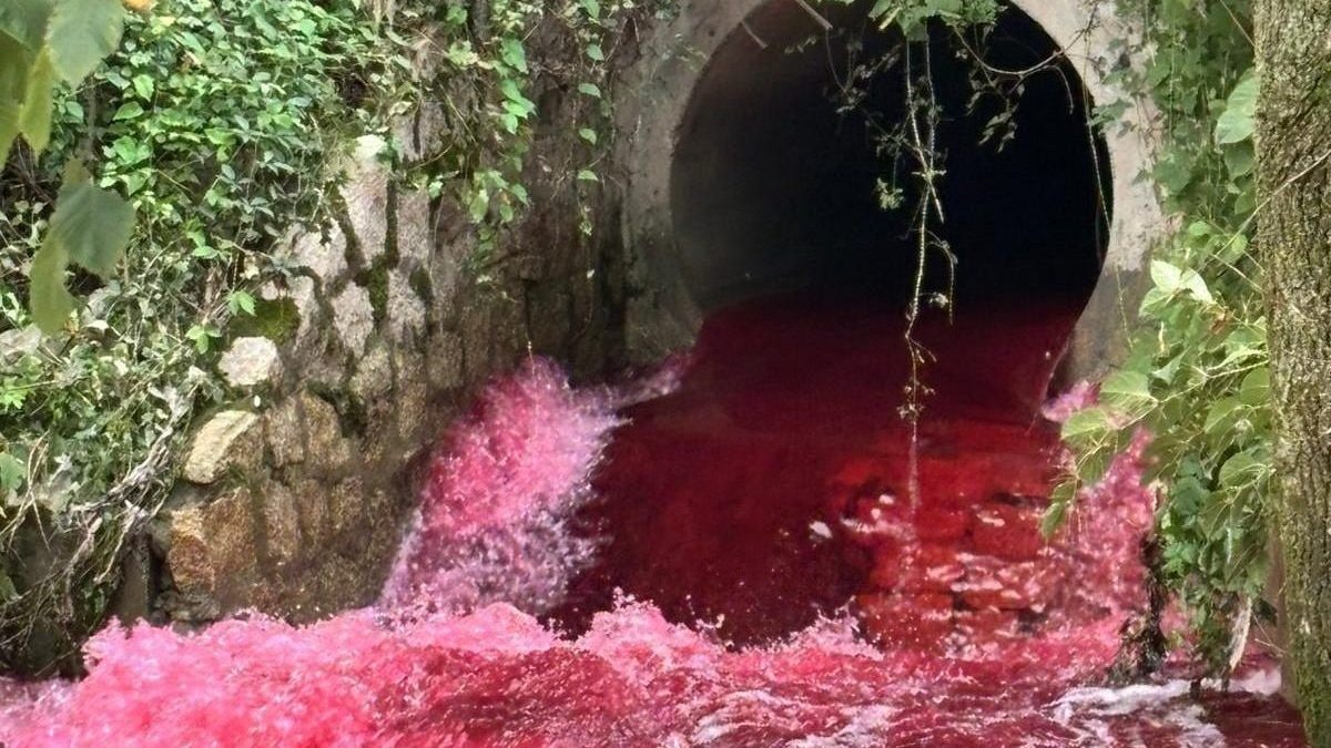 Il fiume Lambro colorato di rosso (Fonte: Facebook)