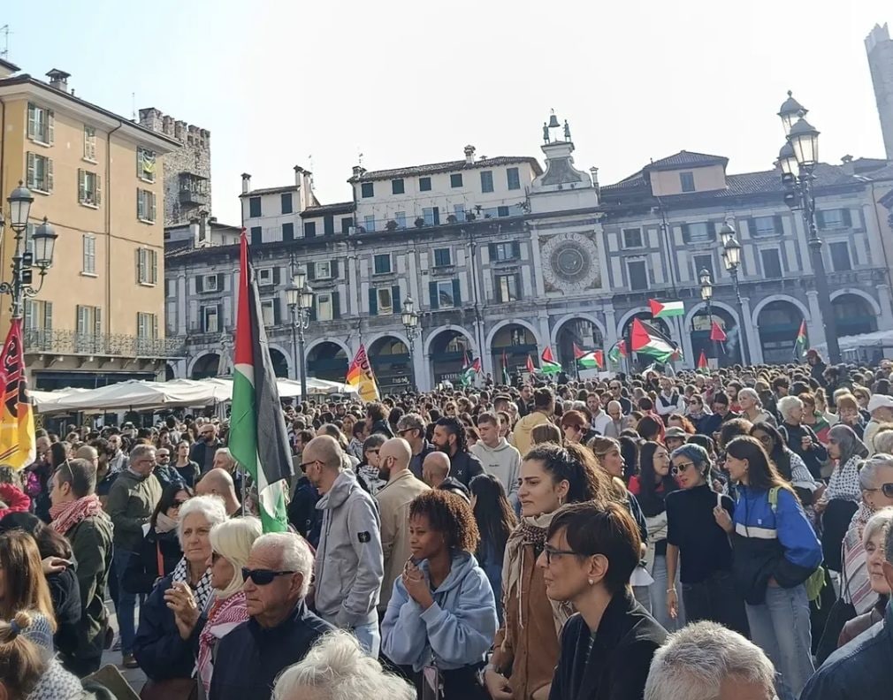 La mobilitazione a Brescia (Fonte:@giovanipalestinesibrescia)