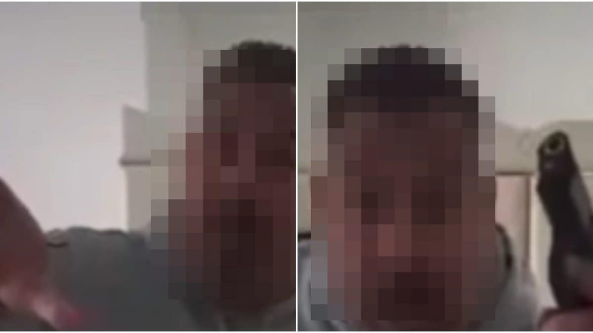 Il video del marito di Dolores Dori con la pistola in mano (da Facebook)