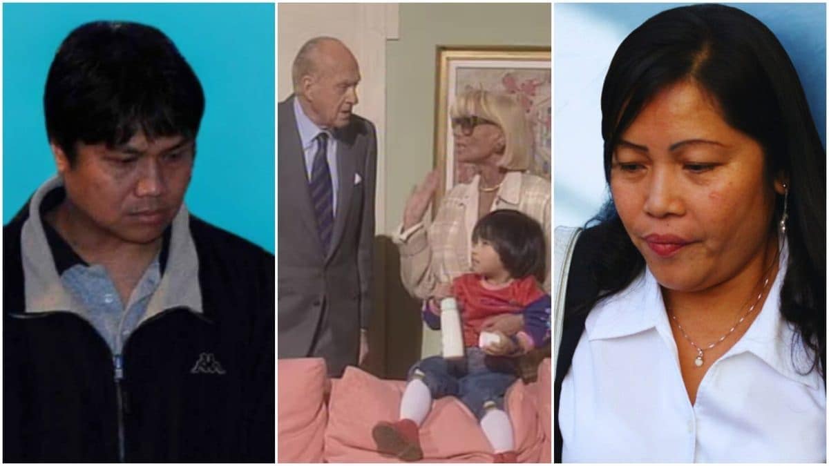 I domestici Pedro Edgardo Magsino e la moglie Rosalie Escarez; al centro uno dei figli della coppia, apparso in numerose puntate di "Casa Vianello"