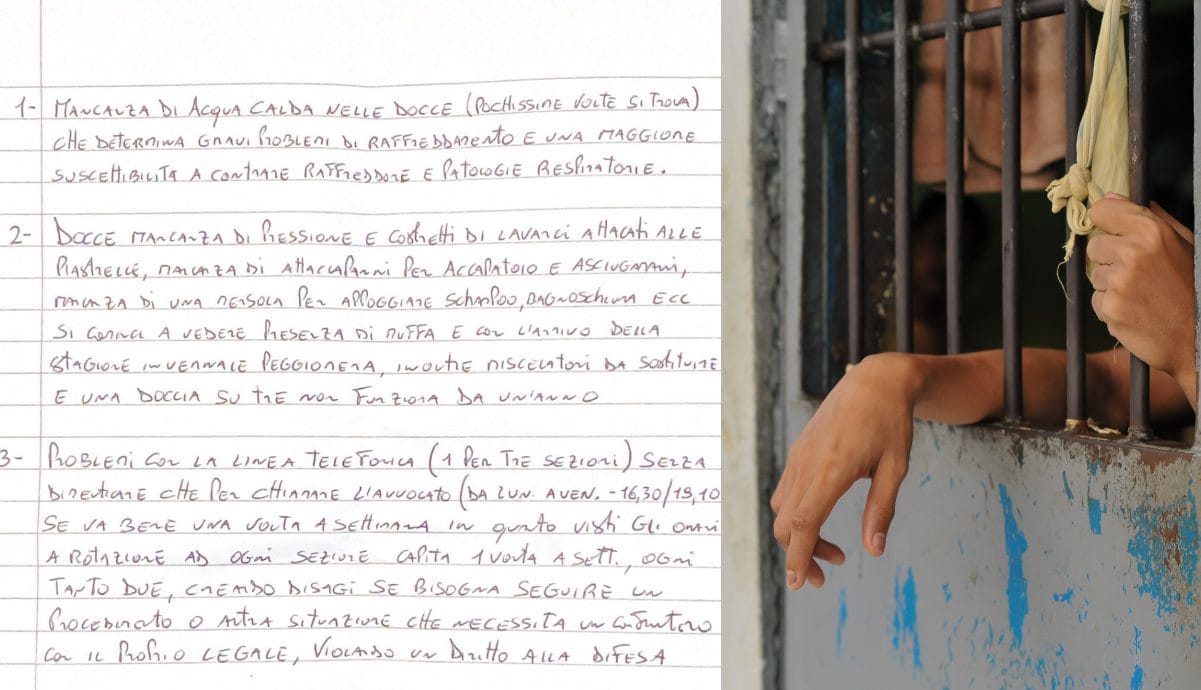 Parte della lettera scritta dai detenuti del carcere di Opera, a Milano