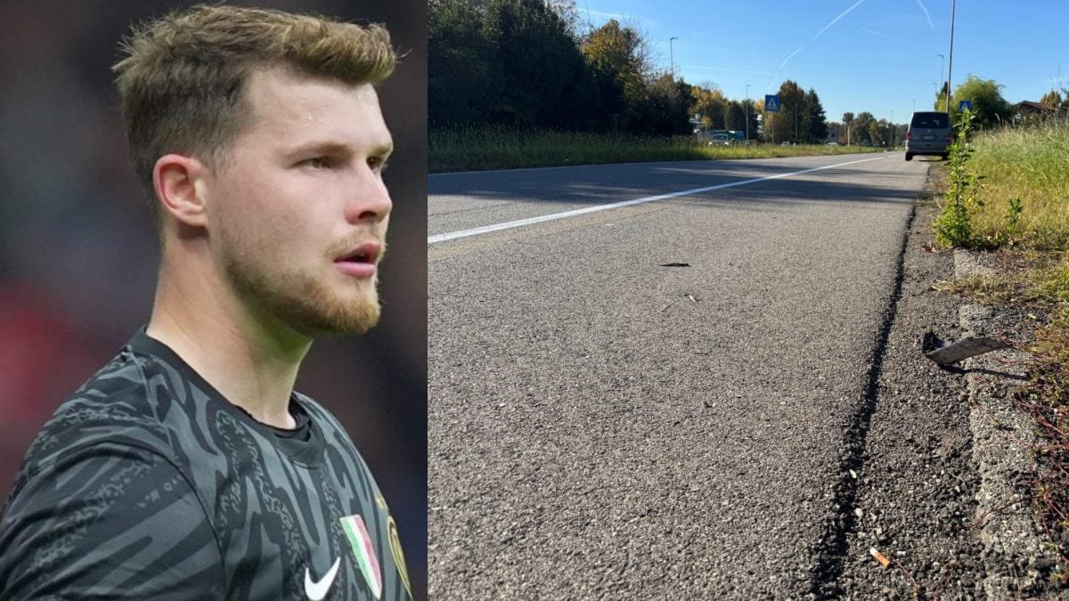 Il secondo portiere dell’Inter Josep Martinez; il luogo dove è avvenuto l’incidente, lungo la provinciale di Fenegrò (Como) in direzione Appiano Gentile