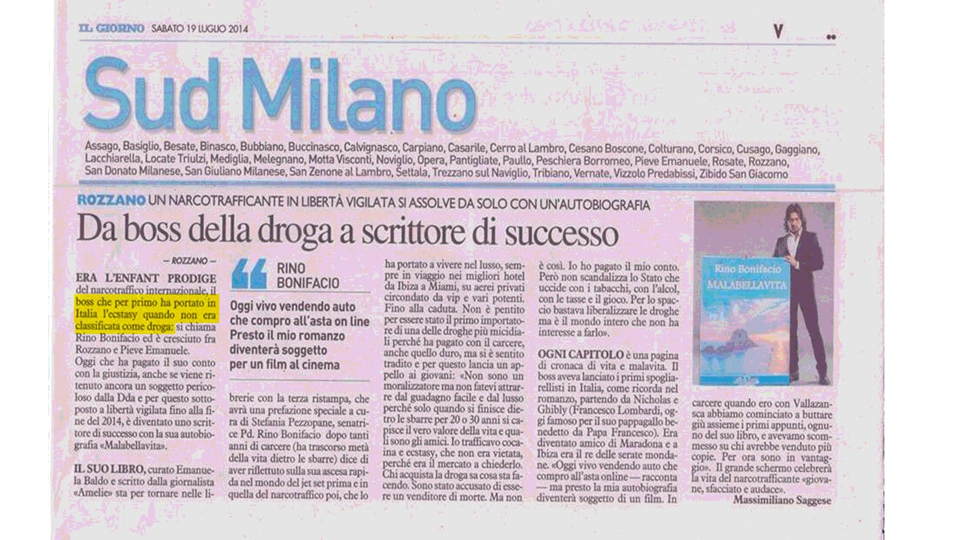 Fonte: Il Giorno, luglio 2014