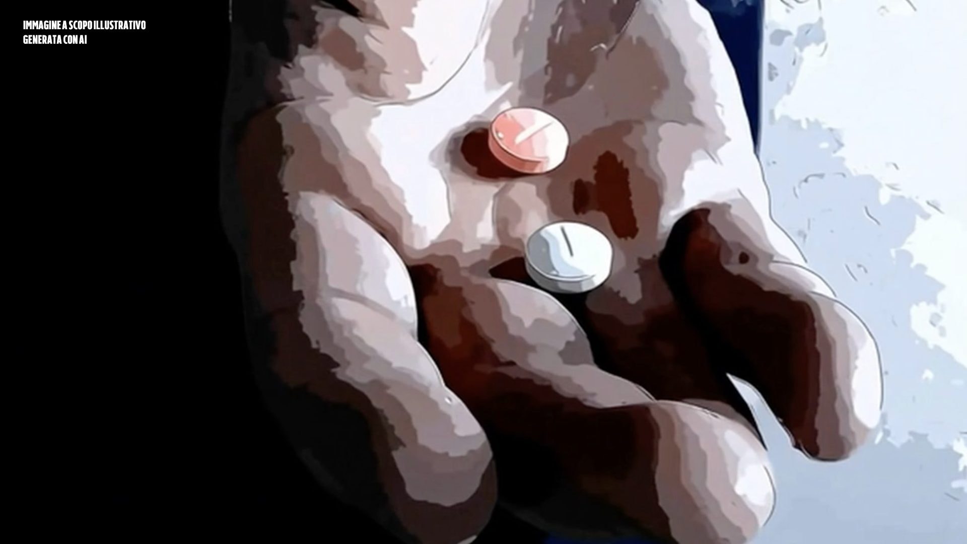 Ricostruzione grafica a scopo illustrativo generato con AI di pastigle di ecstasy