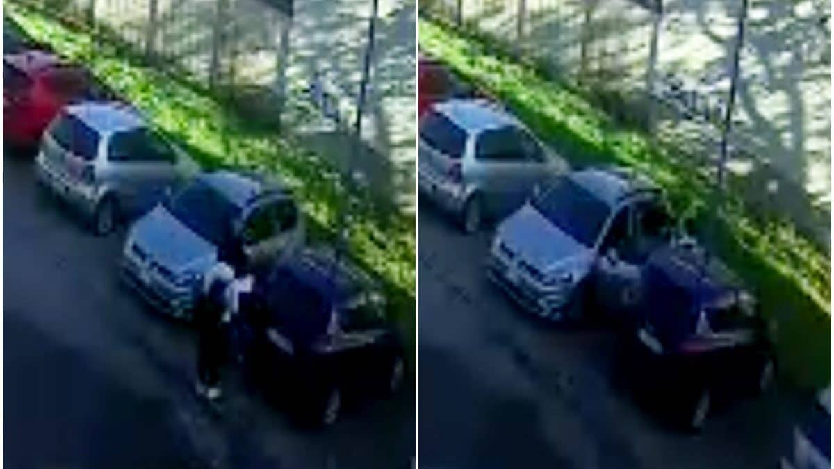 Le immagini del 46enne che getta liquido infiammabile addosso alla moglie (frame da video Carabinieri di Milano)