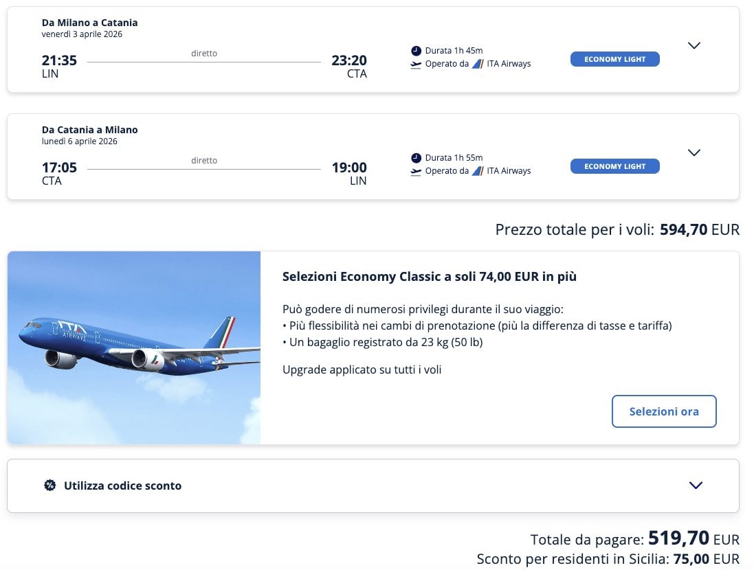 Simulazione del costo della tratta che Marco avrebbe fatto per tornare a casa per le vacanze di Pasqua