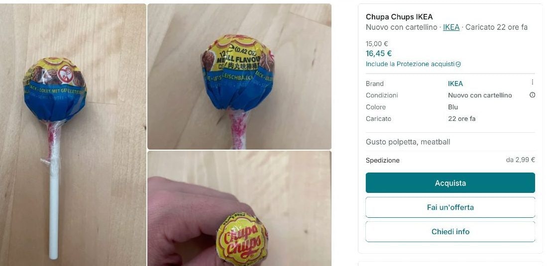 Annuncio su Vinted: un lecca–lecca al gusto polpetta Ikea