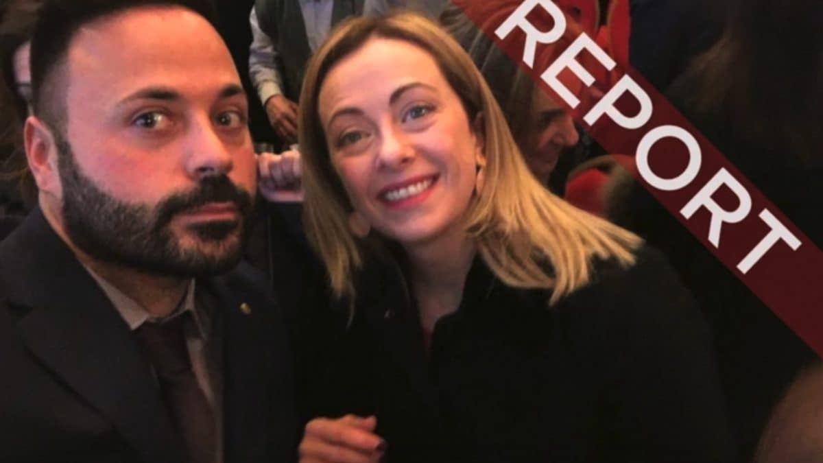 In foto Gioacchino Amico con Giorgia Meloni (Fonte: Report)