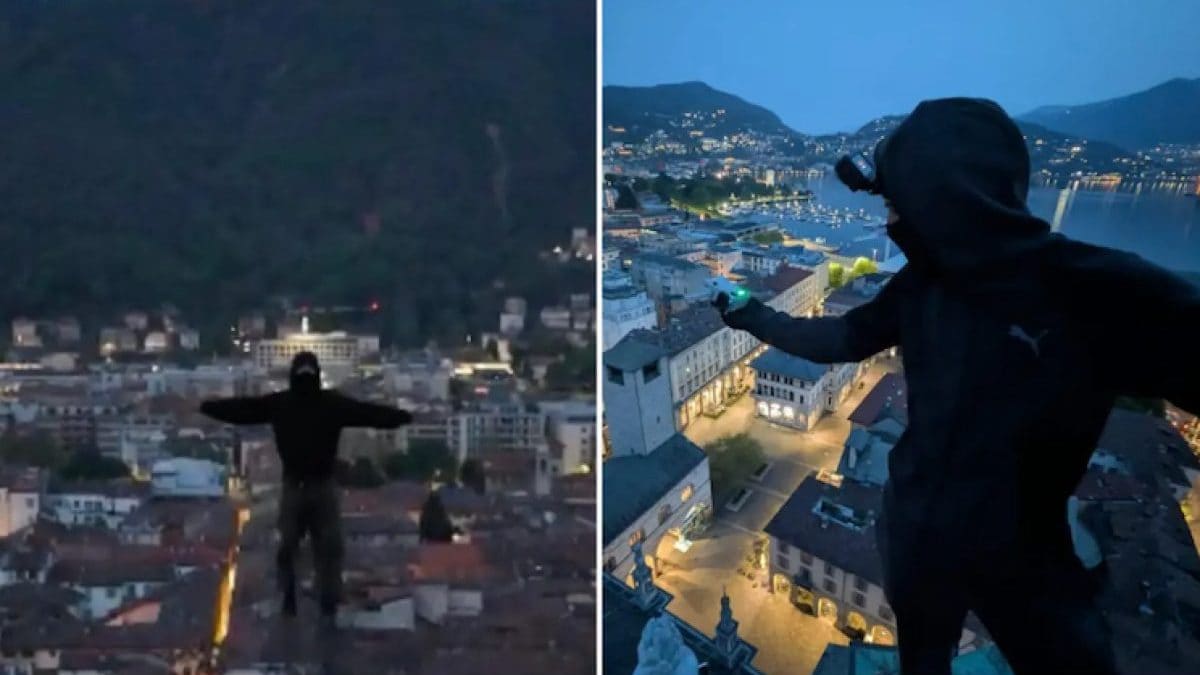 Alcuni frame del video girato dai due ragazzi sul Duomo di Como