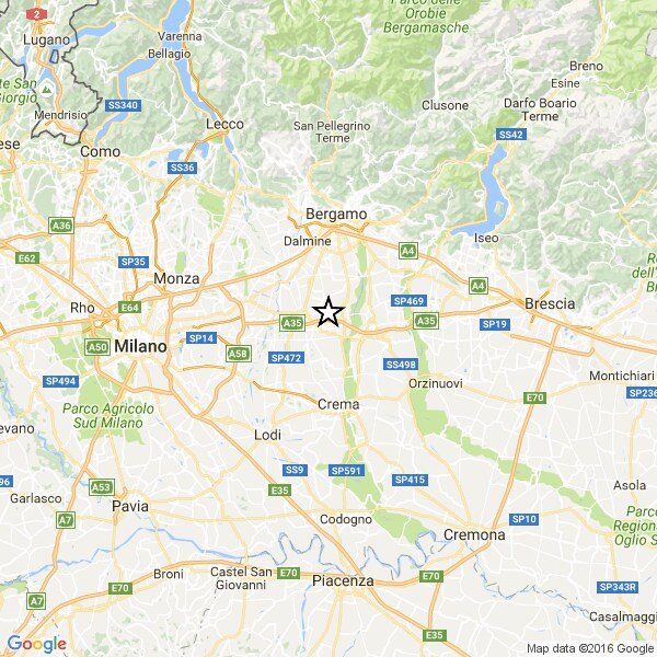 L'epicentro secondo i rilievi dell'Ingv