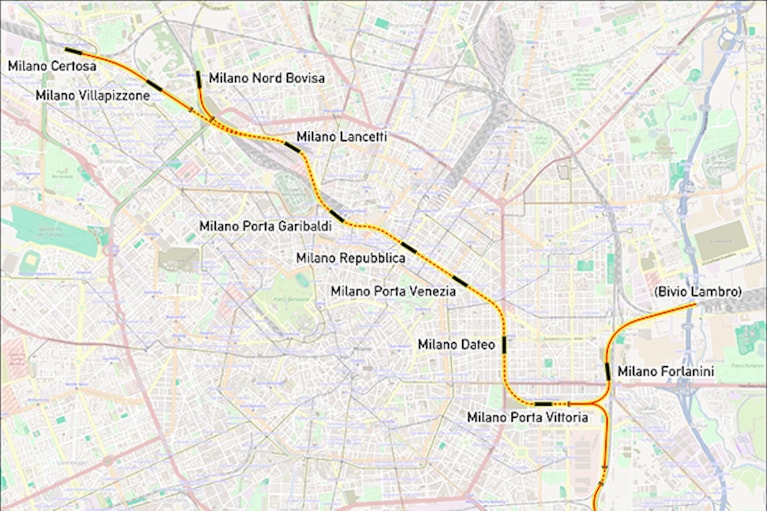 Mappa del passante ferroviario di Milano