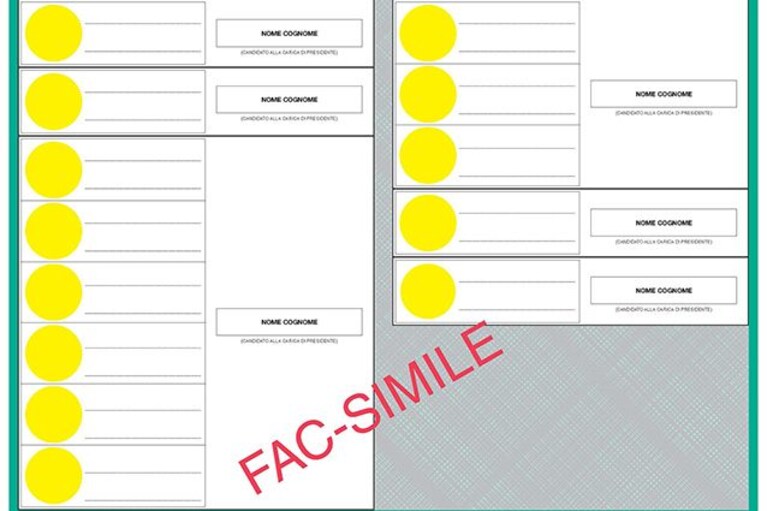 Fac-simile scheda elettorale in Lombardia.