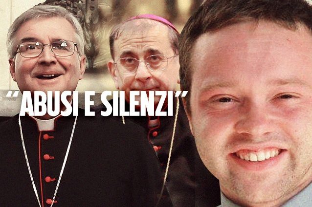Da sinistra il vescovo di Brescia Tremolada, l’arcivescovo di Milano Delpini e l’accusato don Galli.