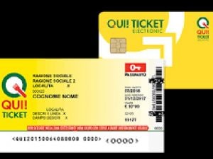 Un facsimile del ticket restaurant ’Qui!’