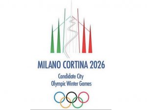 Il logo della candidatura di Milano–Cortina per le Olimpiadi invernali 2026