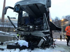 Il pullman Flixbus coinvolto nell’incidente