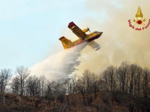 I Canadair in azione (Foto Vigili del fuoco)