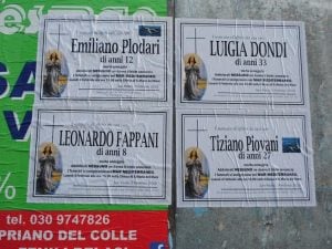 Annunci funebri apparsi a San Paolo (Foto dal Giornale di Brescia)