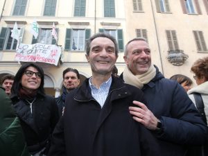 Il presidente di Regione Lombardia, Attilio Fontana, con l’ex socio Luca Marsico all’avvio della campagna elettorale
