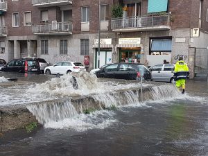 Una delle ultime esondazioni del Seveso a Milano
