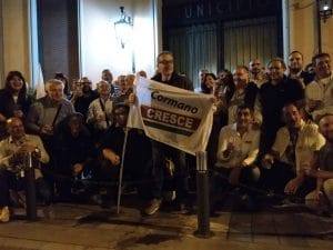 La festa dei sostenitori del candidato di centrodestra Luigi Gianantonio Magistro