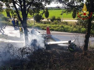 L’ultraleggero precipitato (Foto VV.ff)