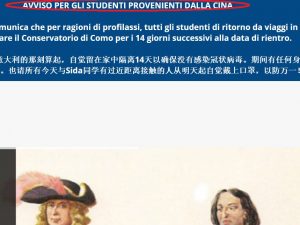 L’avviso pubblicato sul sito del Conservatorio di Como e rivolto agli studenti cinesi