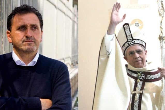 Il sindaco di Castel Volturno, Luigi Petrella (a sx) ed il Vescovo della diocesi di Teano-Calvi, mons. Giacomo Cirulli (a dx).