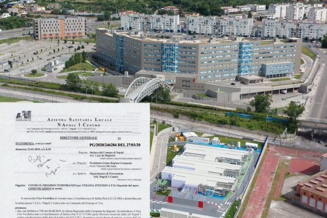 Il rendering del Covid Hospital dell’Ospedale del Mare