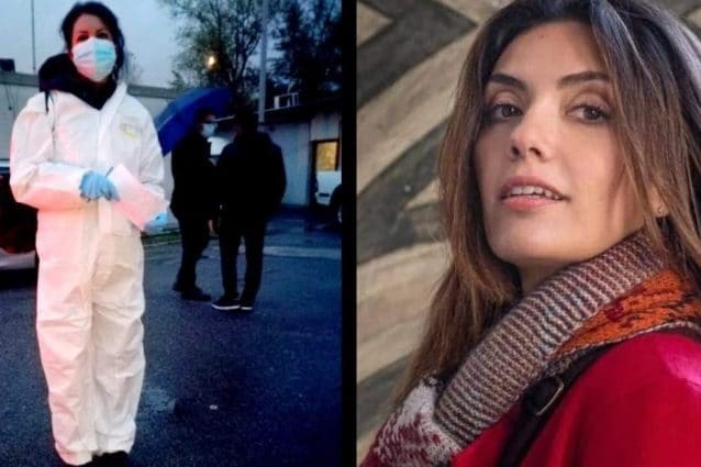 A sinistra l’assistente sociale Alessandra Romano, a destra Serena Rossi nelle vesti di Mina Settembre