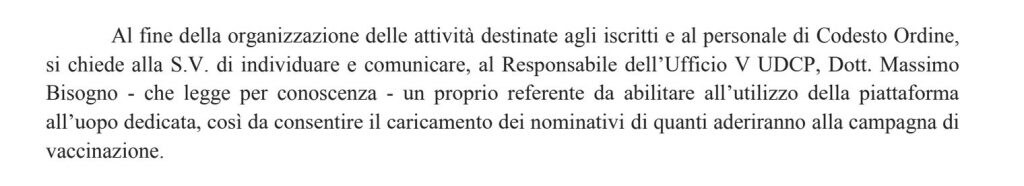 Nota Inviata dalla Regione Campania all’Ordine dei Giornalisti