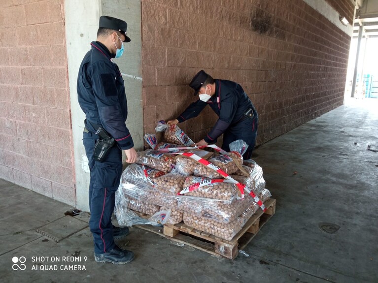 I prodotti alimentari sequestrati dai carabinieri della forestale di Caserta.