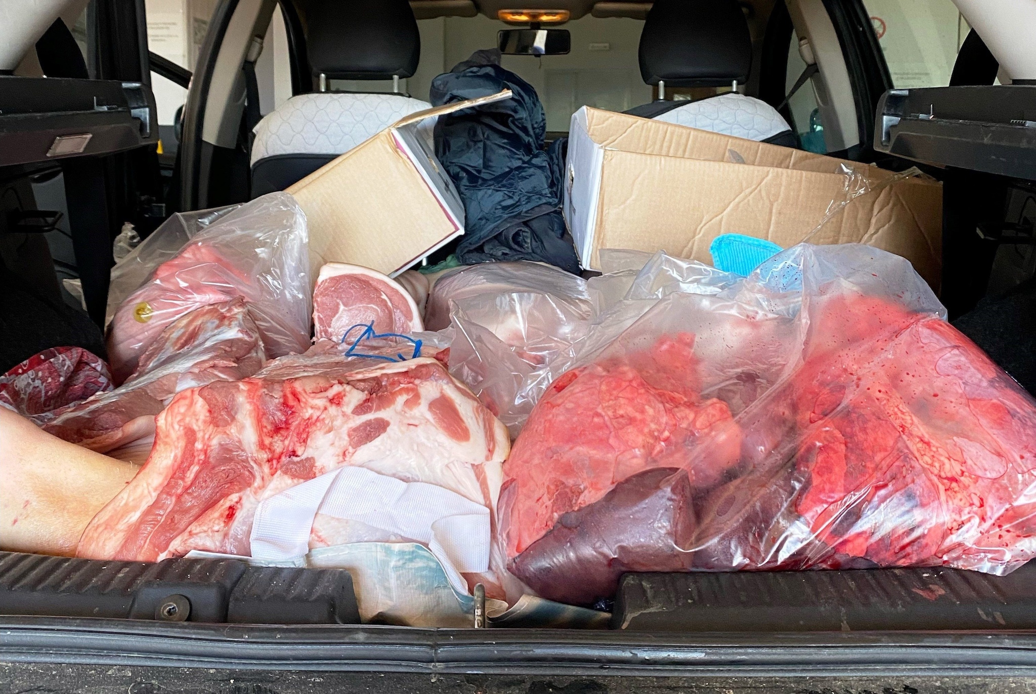 La carne sequestrata dai carabinieri.
