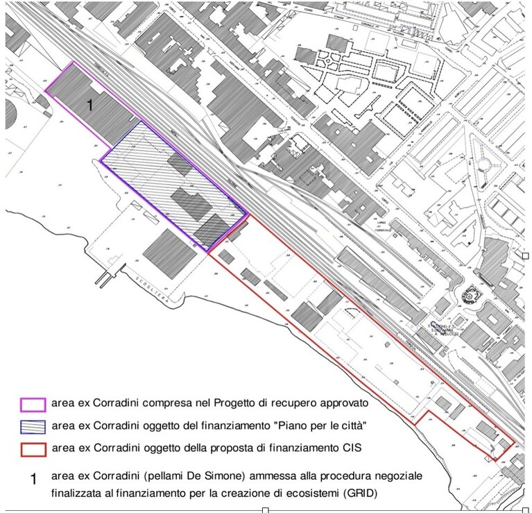 L'area dell'ex Corradini che sarà ristrutturata.