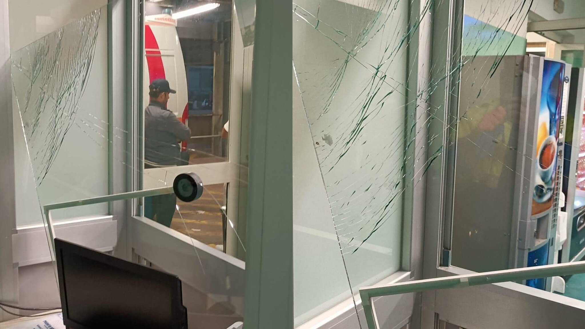 La vetrata dell'accettazione di Villa dei Fiori, distrutta. Foto / Nessuno tocchi Ippocrate