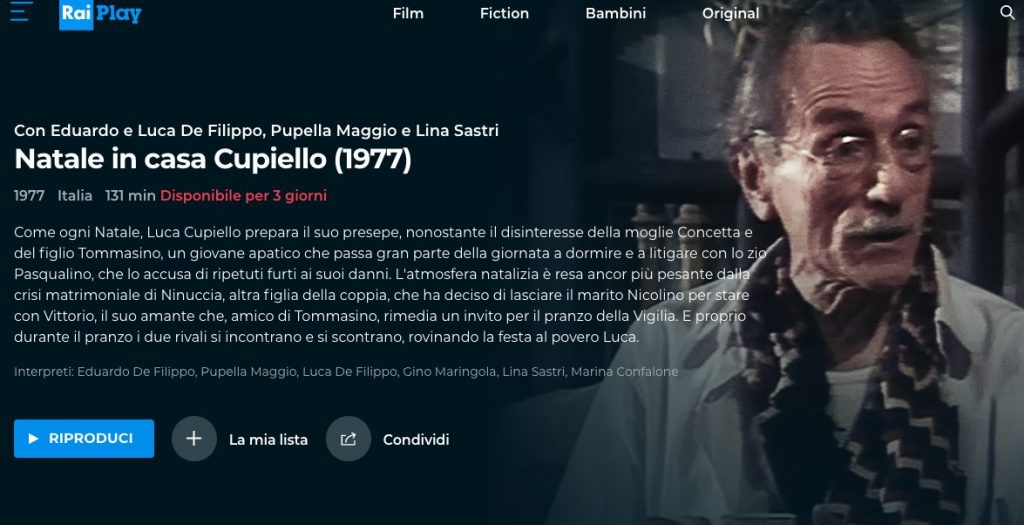 Da oggi su Raiplay non ci sono più tutte le commedie di Eduardo De Filippo Da oggi su Raiplay non ci sono più tutte le commedie di Eduardo De Filippo