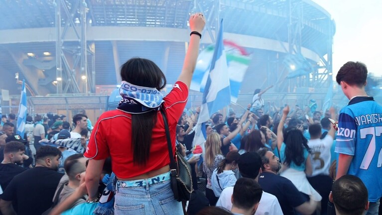 I festeggiamenti dello Scudetto del Napoli di oggi, domenica 7 maggio 2023. Foto Simona Berterame / Fanpage.it