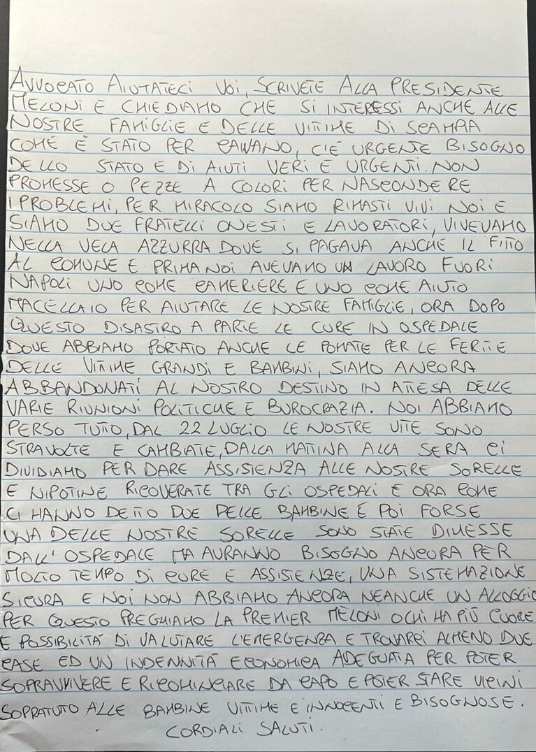 La lettera con la quale gli zii delle due bimbe si rivolgono a Giorgia Meloni