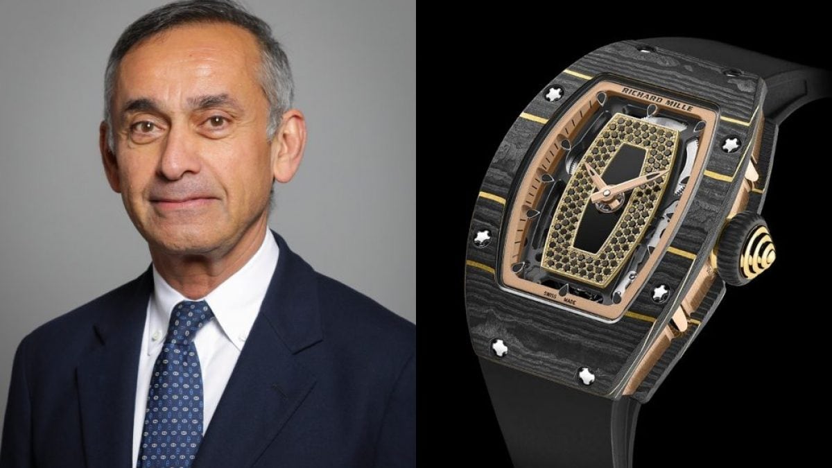 Ara Darzi, 65 anni. A destra un orologio Richard Mille