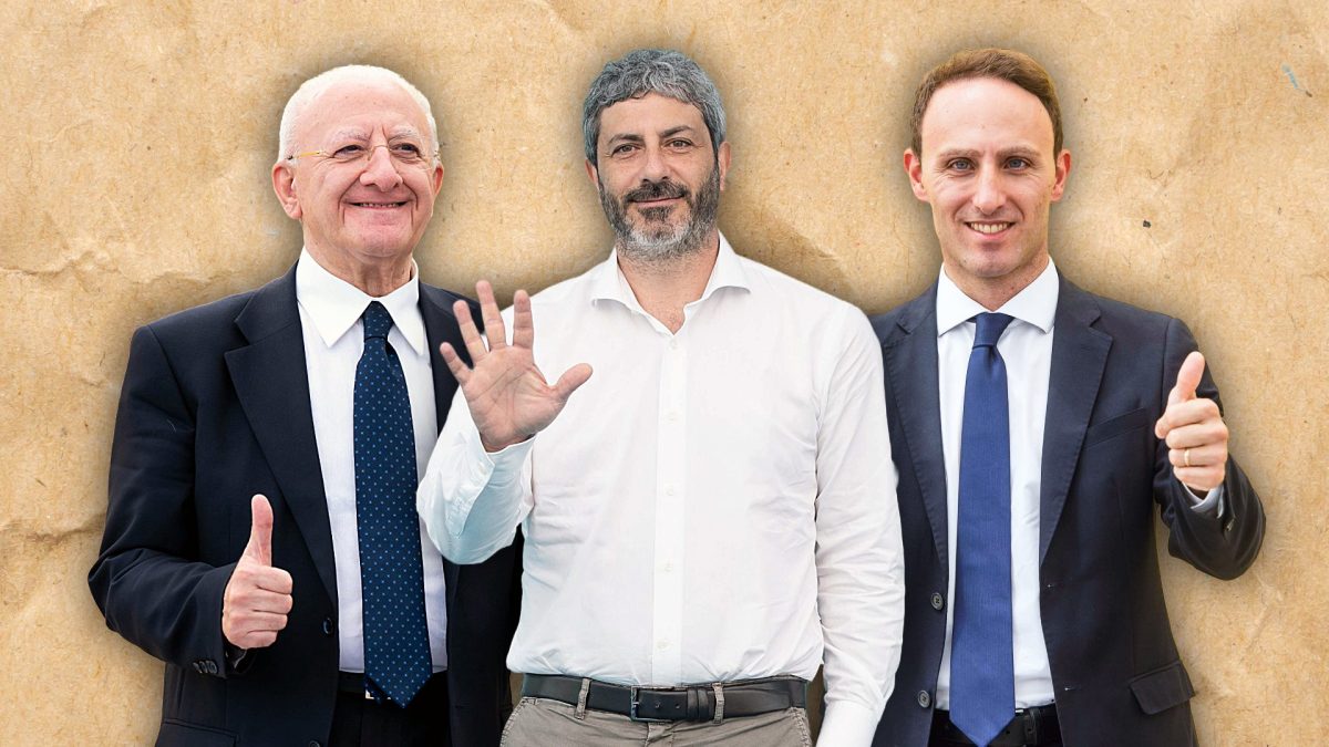 Da sinistra Vincenzo De Luca, Roberto Fico, Piero De Luca