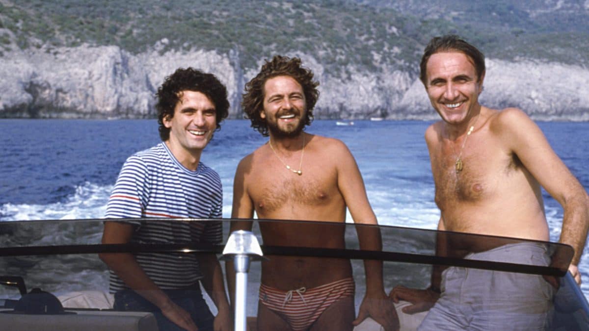 Troisi, Grillo e Baudo in motoscafo, 1981