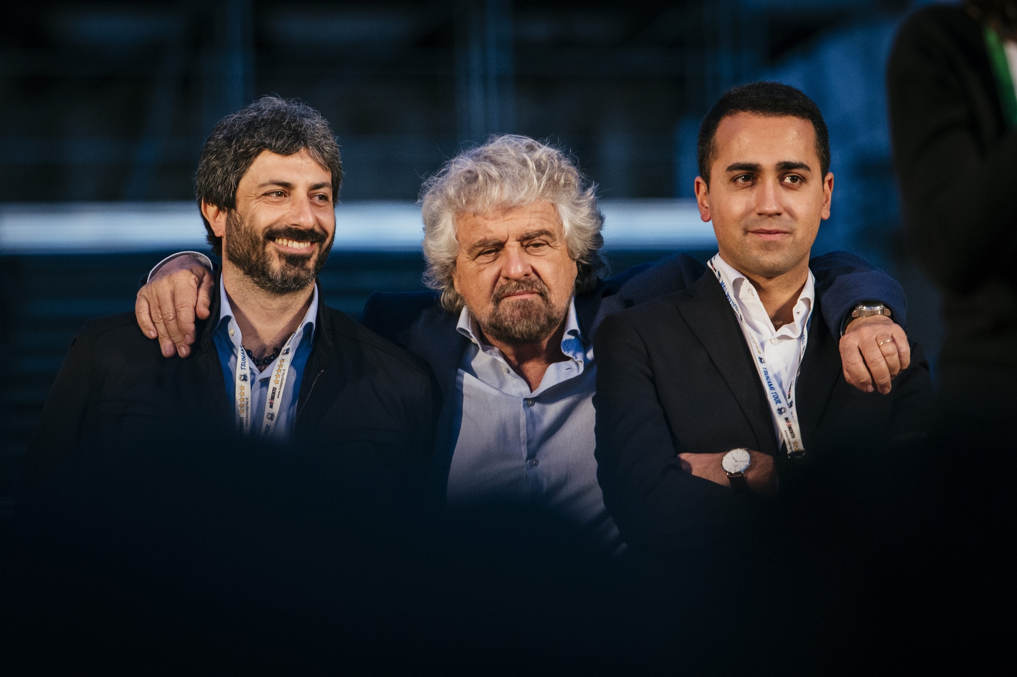Beppe Grillo con Fico e Di Maio