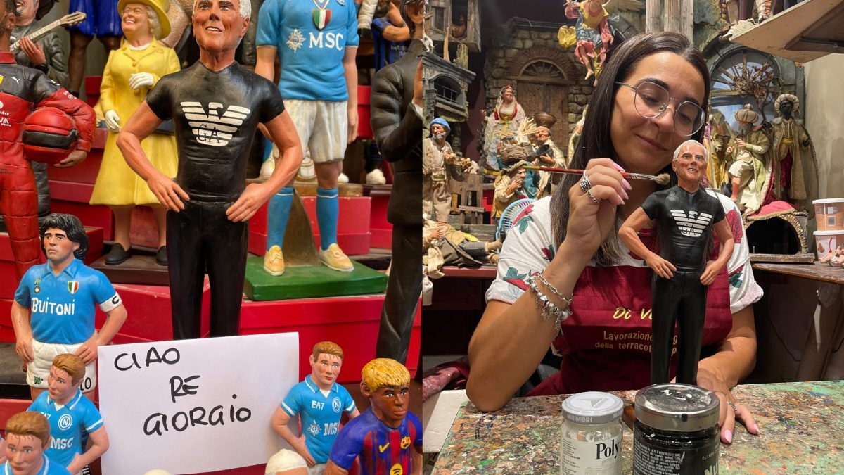 La statua di Giorgio Armani e la sua realizzatrice