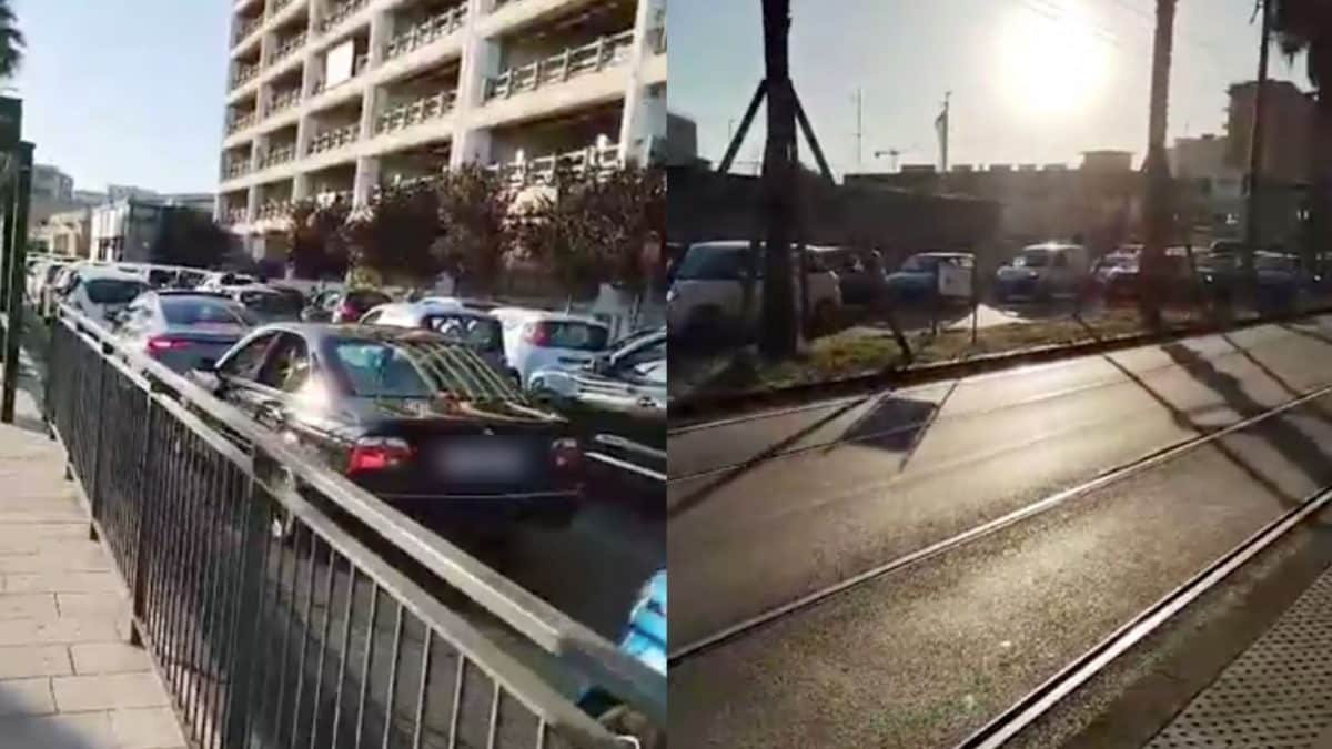 Le due carreggiate di via Marina all’altezza del parcheggio Brin