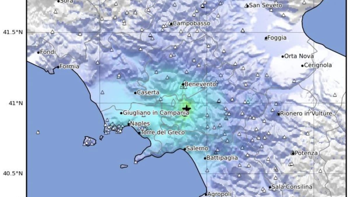 La mappa Ingv che mostra l’intensità del sisma