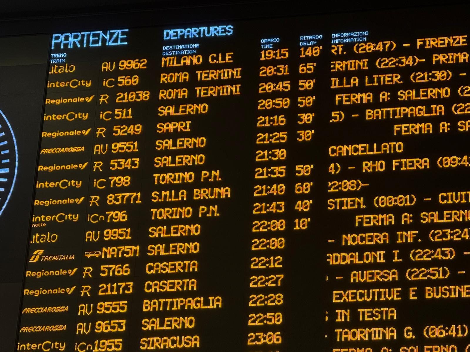 La situazione dopo i blocco dei binari a Napoli.